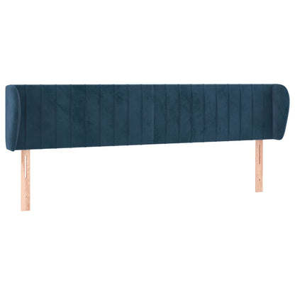 Testiera ad Orecchio Blu Scuro 203x23x78/88 cm in Velluto