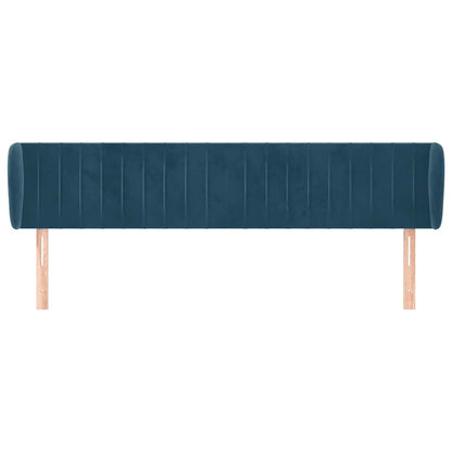 Testiera ad Orecchio Blu Scuro 203x23x78/88 cm in Velluto