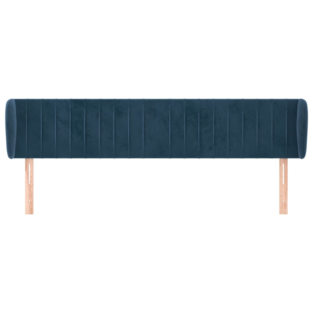 Testiera ad Orecchio Blu Scuro 203x23x78/88 cm in Velluto