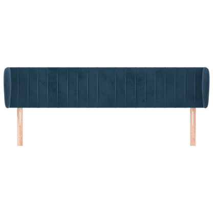 Testiera ad Orecchio Blu Scuro 203x23x78/88 cm in Velluto