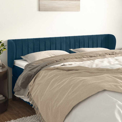 Testiera ad Orecchio Blu Scuro 203x23x78/88 cm in Velluto