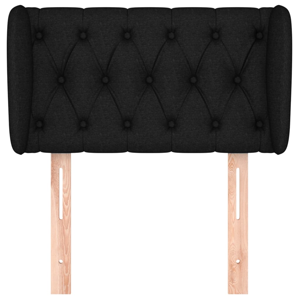 Testiera ad Orecchio Nera 83 x 23 x 78/88 cm in Tessuto