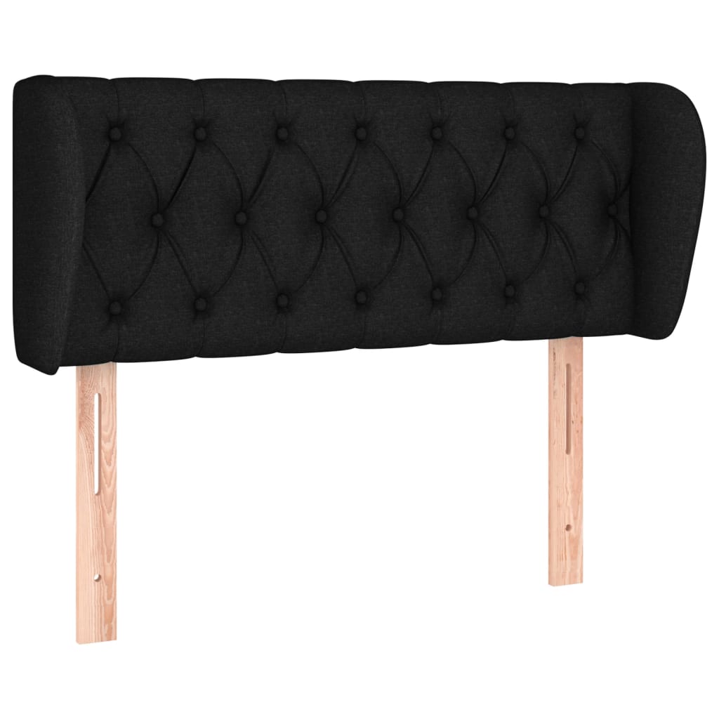 Testiera ad Orecchio Nera 93x23x78/88 cm in Tessuto