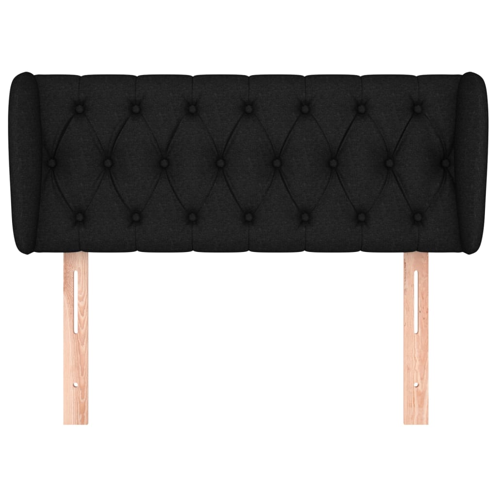 Testiera ad Orecchio Nera 93x23x78/88 cm in Tessuto