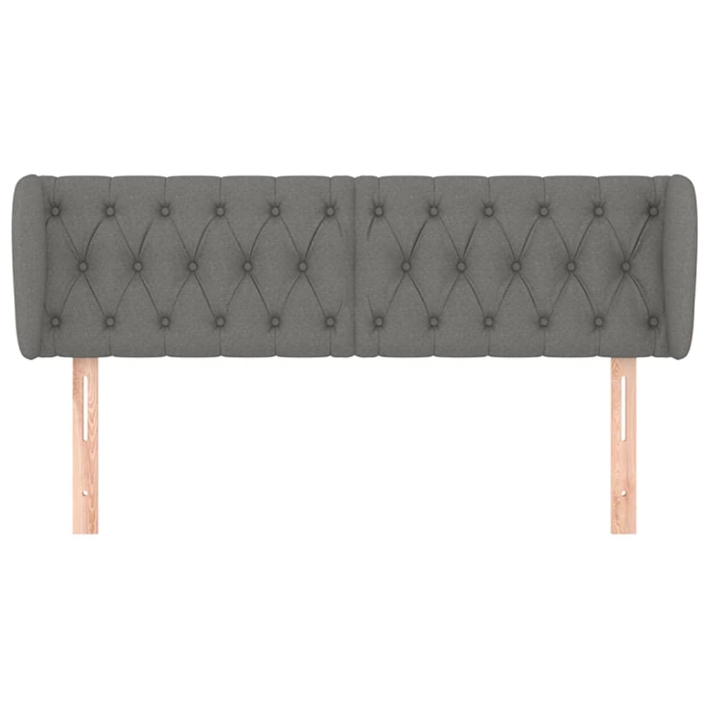 Testiera ad Orecchio Grigio Scuro 163x23x78/88 cm in Tessuto