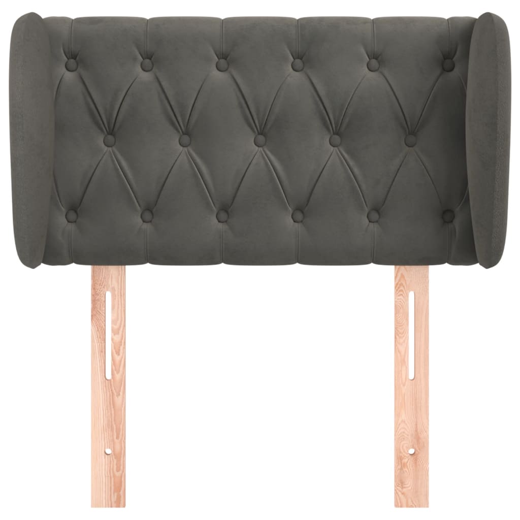 Testiera ad Orecchio Grigio Scuro 83x23x78/88 cm in Velluto