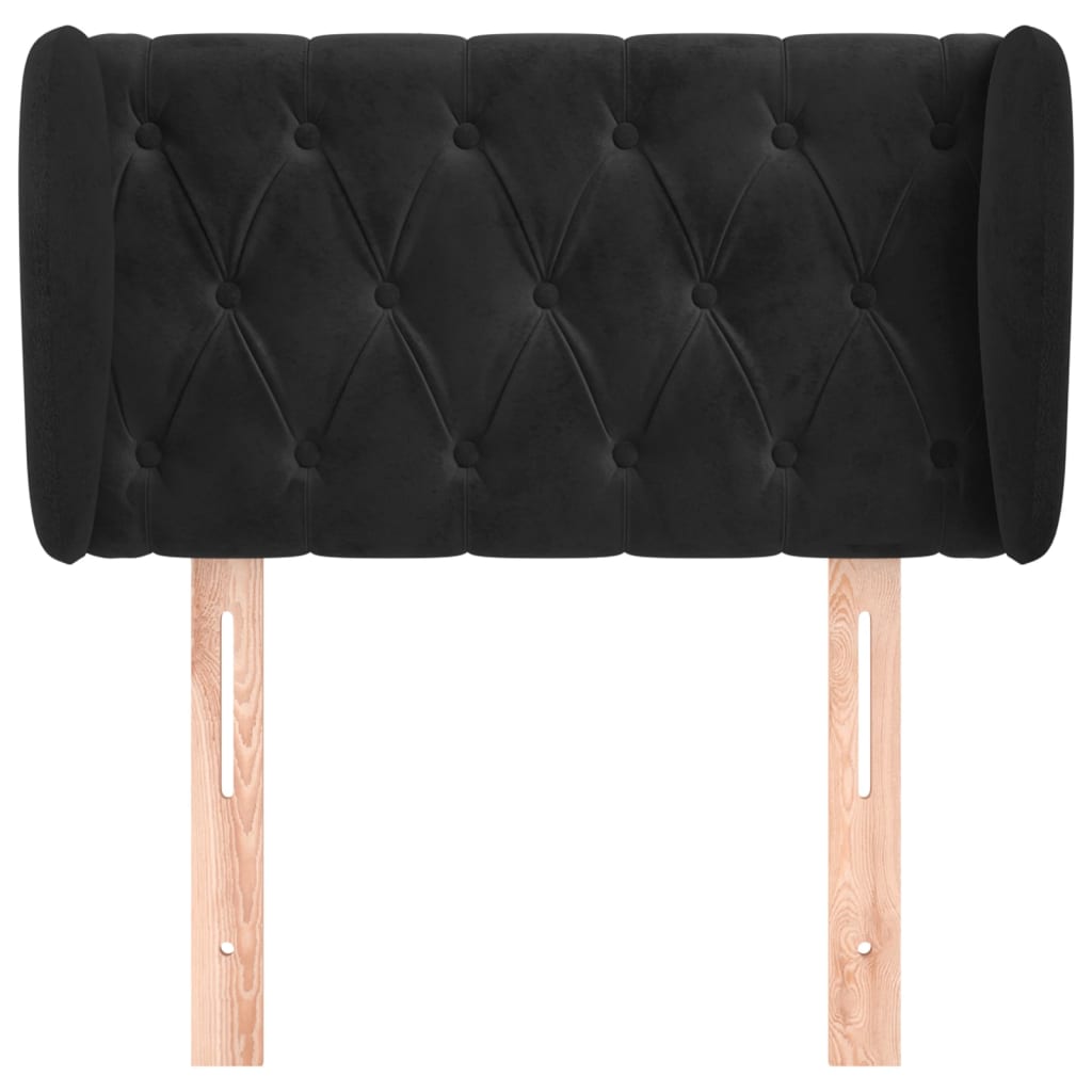 Testiera ad Orecchio Nera 83 x 23 x 78/88 cm in Velluto