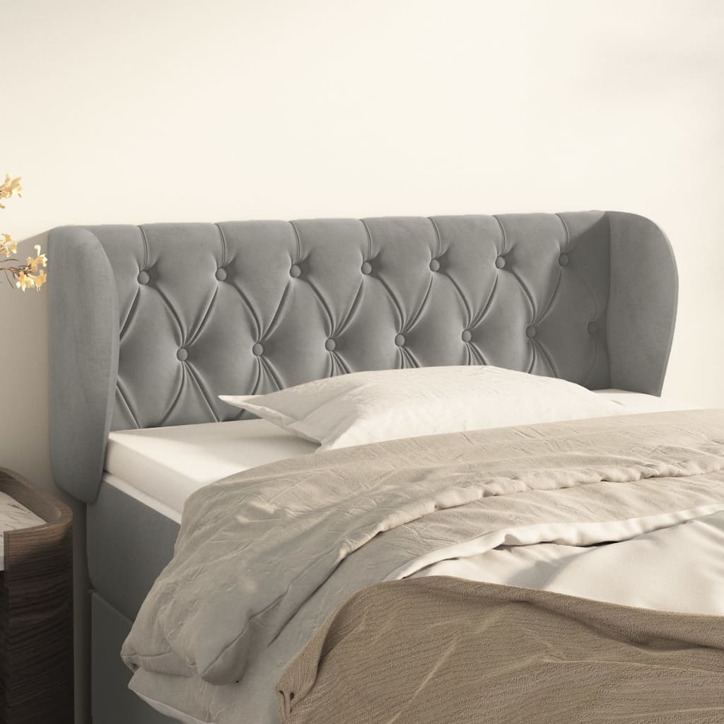 Testiera ad Orecchio Grigio Chiaro 93x23x78/88 cm in Velluto