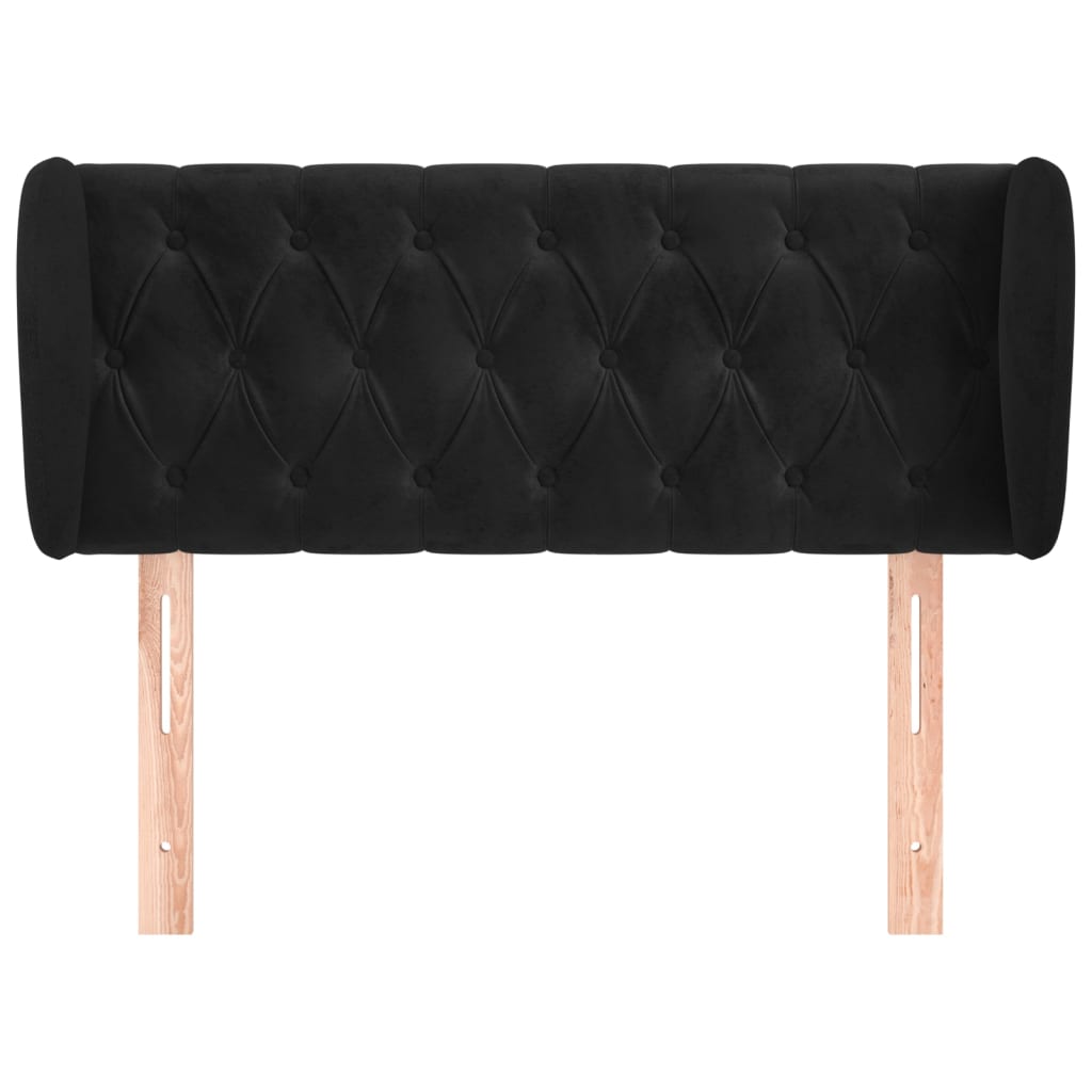 Testiera ad Orecchio Nera 93x23x78/88 cm in Velluto