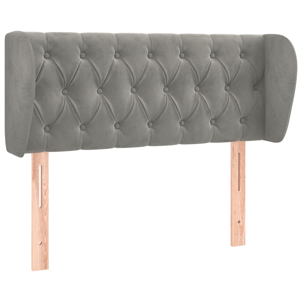 Testiera ad Orecchio Grigio Chiaro 103x23x78/88 cm in Velluto