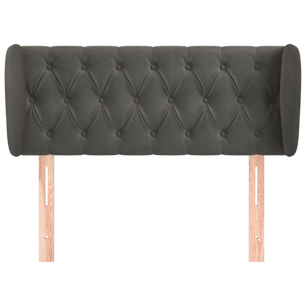 Testiera ad Orecchio Grigio Scuro 103x23x78/88 cm in Velluto
