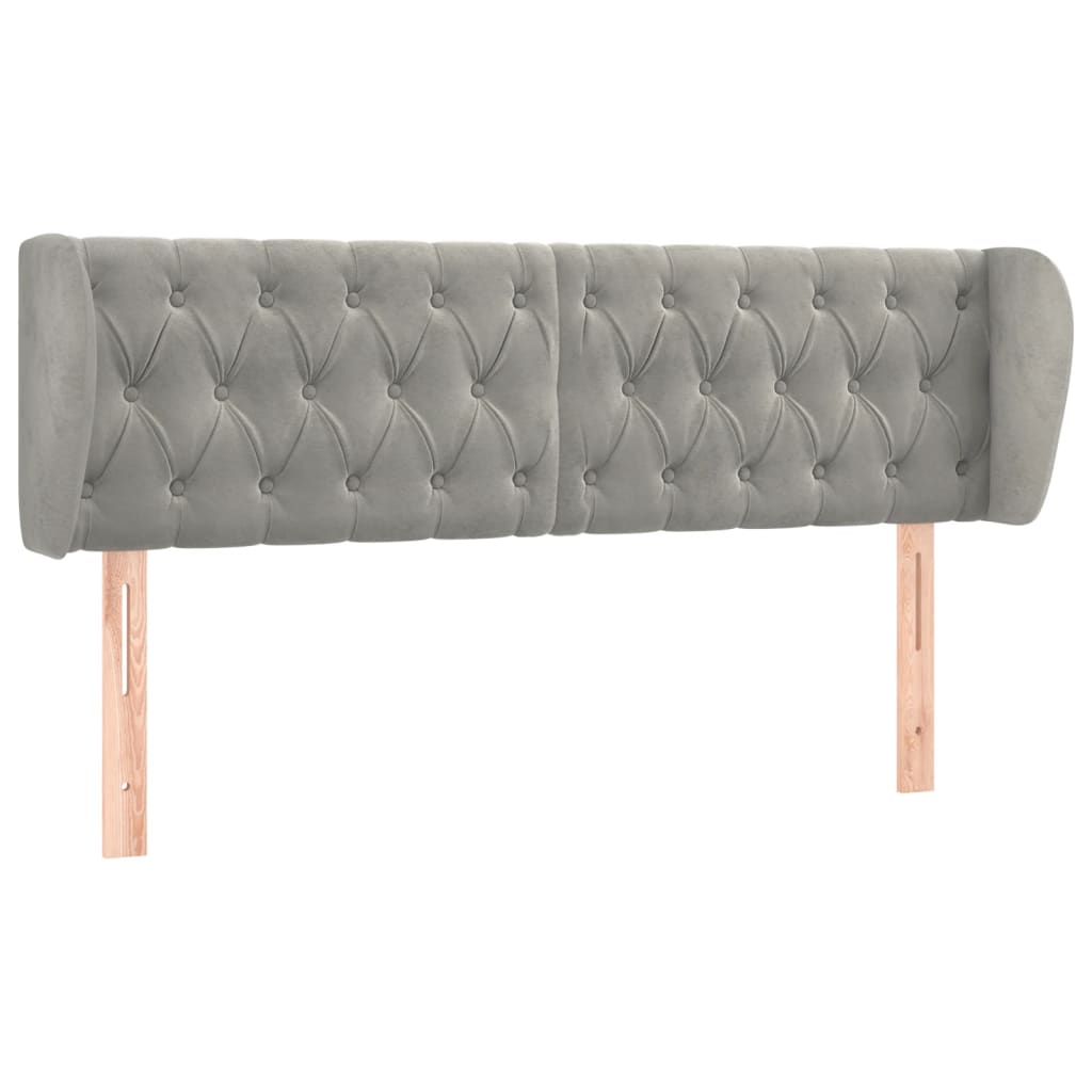 Testiera ad Orecchio Grigio Chiaro 147x23x78/88 cm in Velluto