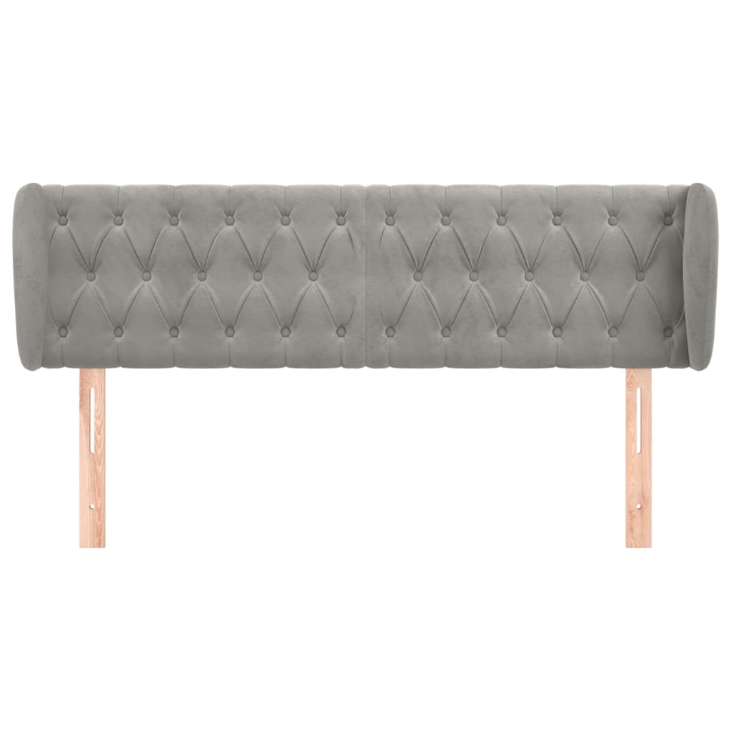 Testiera ad Orecchio Grigio Chiaro 147x23x78/88 cm in Velluto