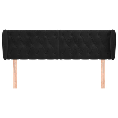 Testiera ad Orecchio Nera 147x23x78/88 cm in Velluto