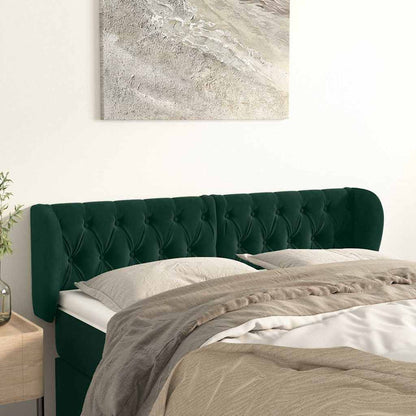 Testiera ad Orecchio Verde Scuro 147x23x78/88 cm in Velluto