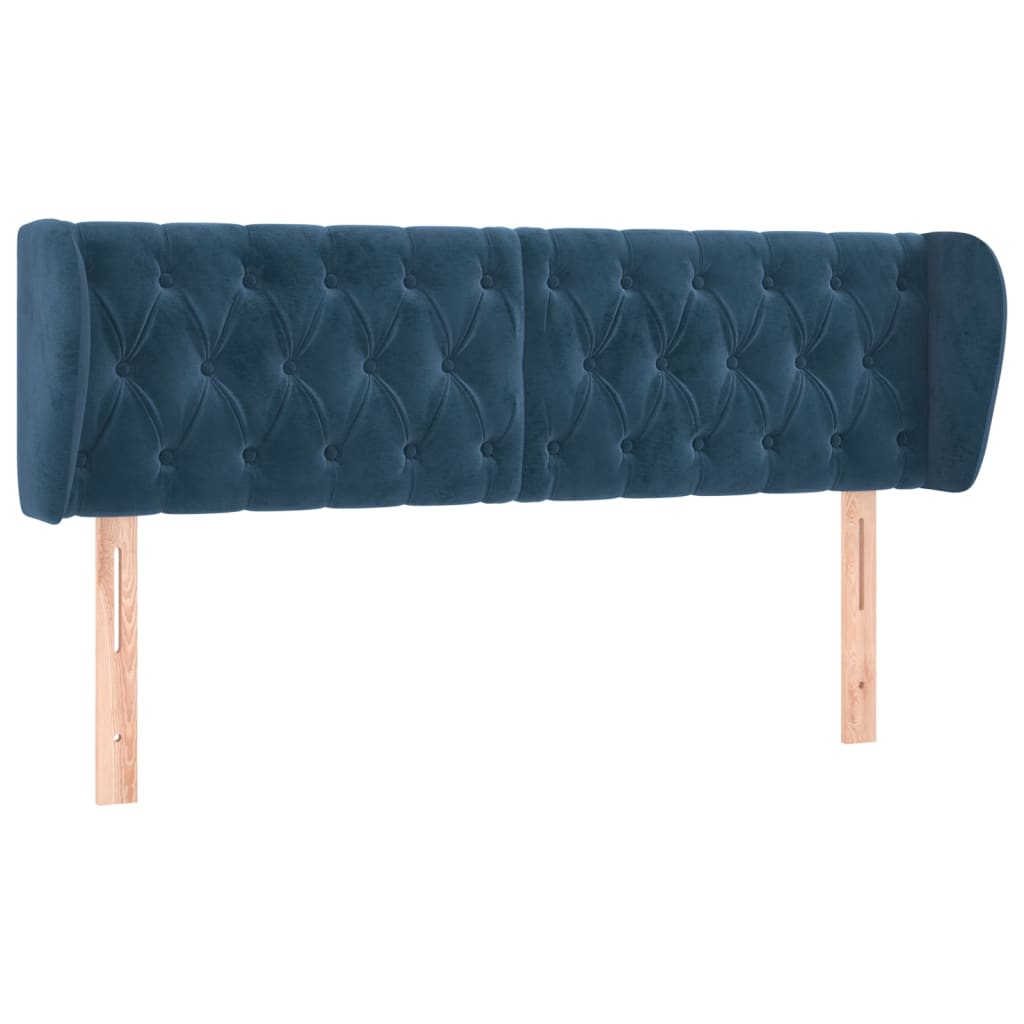 Testiera ad Orecchio Blu Scuro 147x23x78/88 cm in Velluto