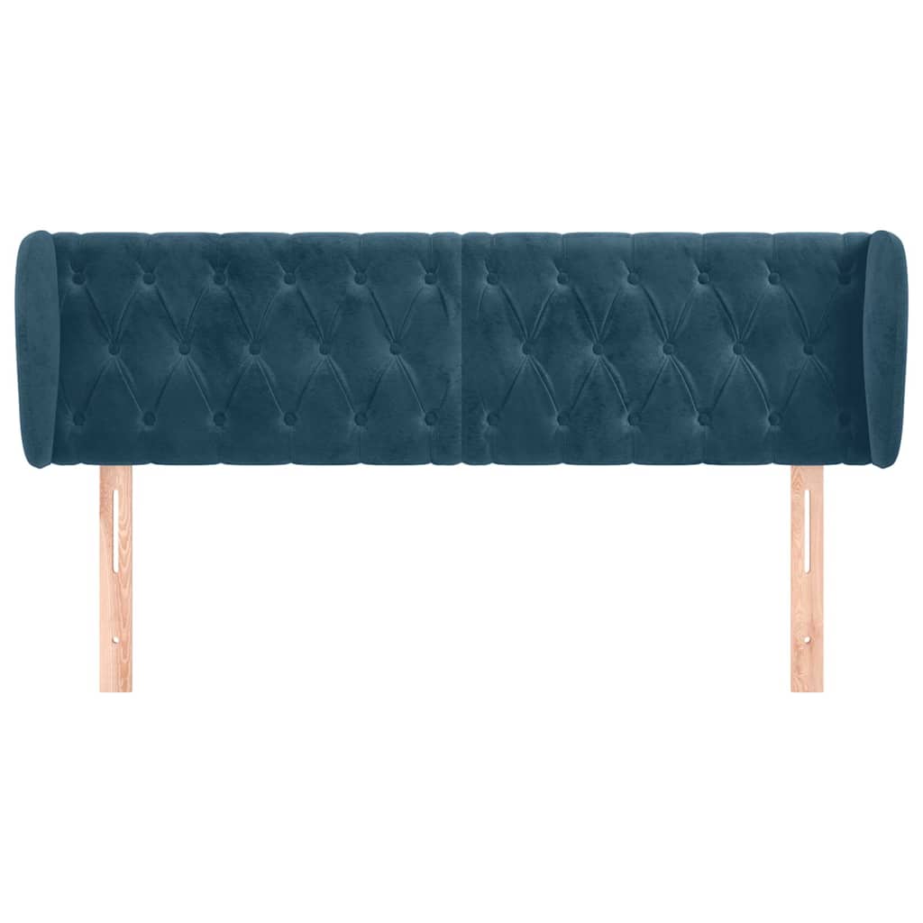 Testiera ad Orecchio Blu Scuro 147x23x78/88 cm in Velluto