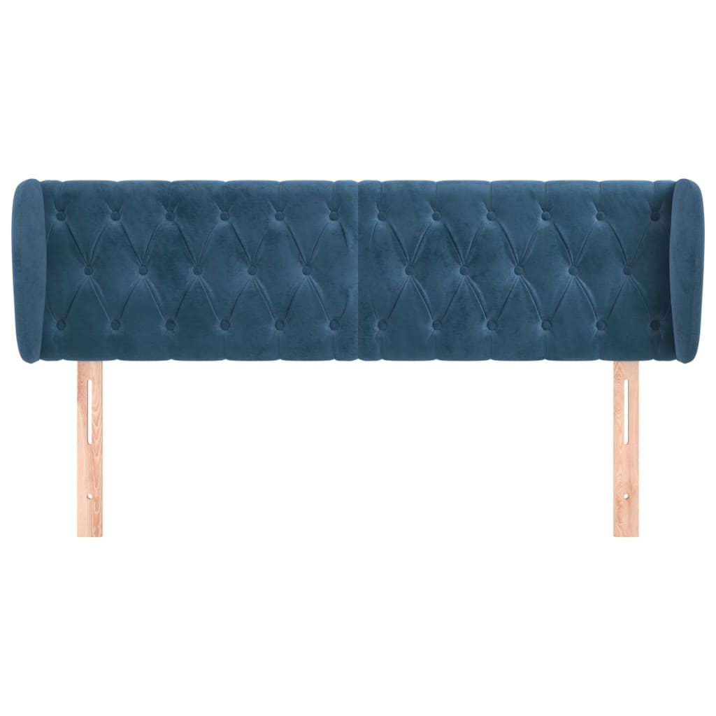 Testiera ad Orecchio Blu Scuro 147x23x78/88 cm in Velluto