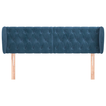 Testiera ad Orecchio Blu Scuro 147x23x78/88 cm in Velluto