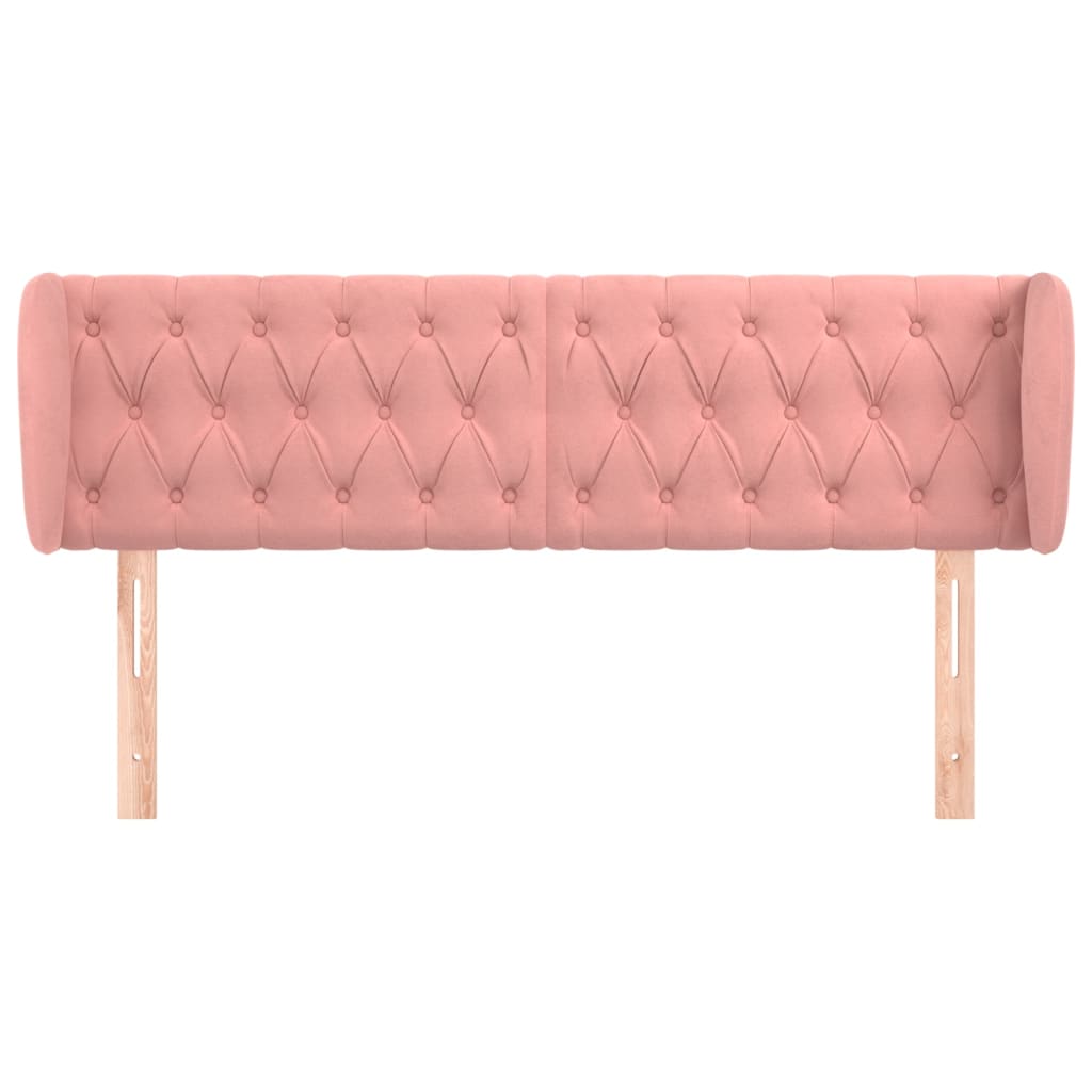 Testiera ad Orecchio Rosa 147x23x78/88 cm in Velluto
