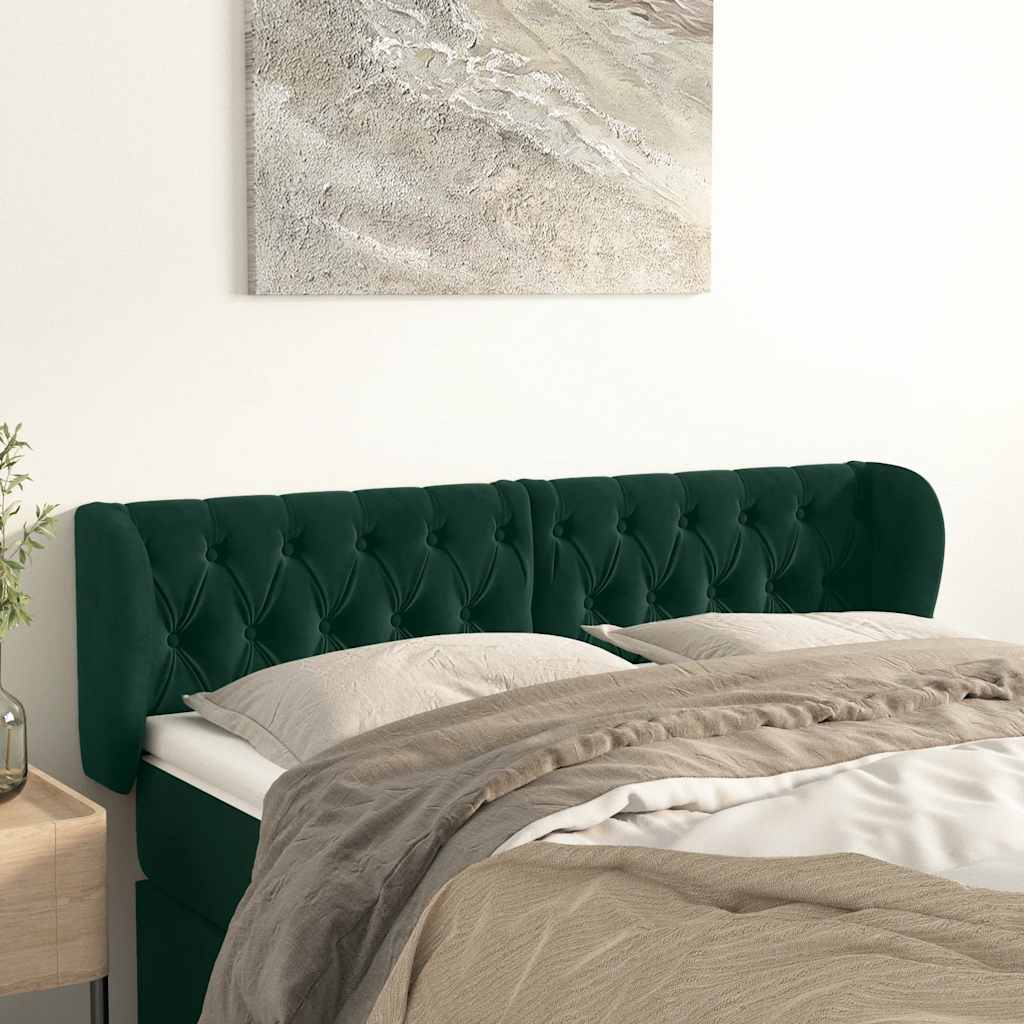 Testiera ad Orecchio Verde Scuro 163x23x78/88 cm in Velluto