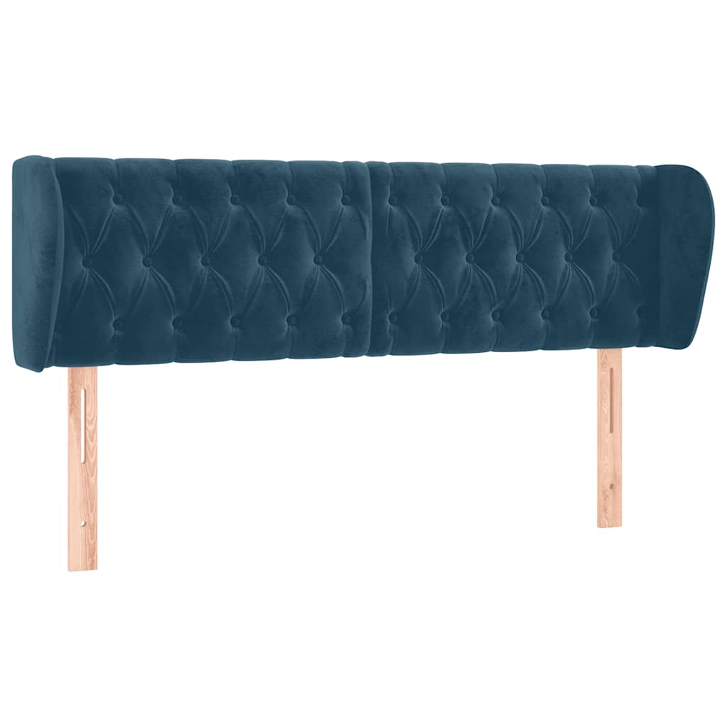 Testiera ad Orecchio Blu Scuro 163x23x78/88 cm in Velluto
