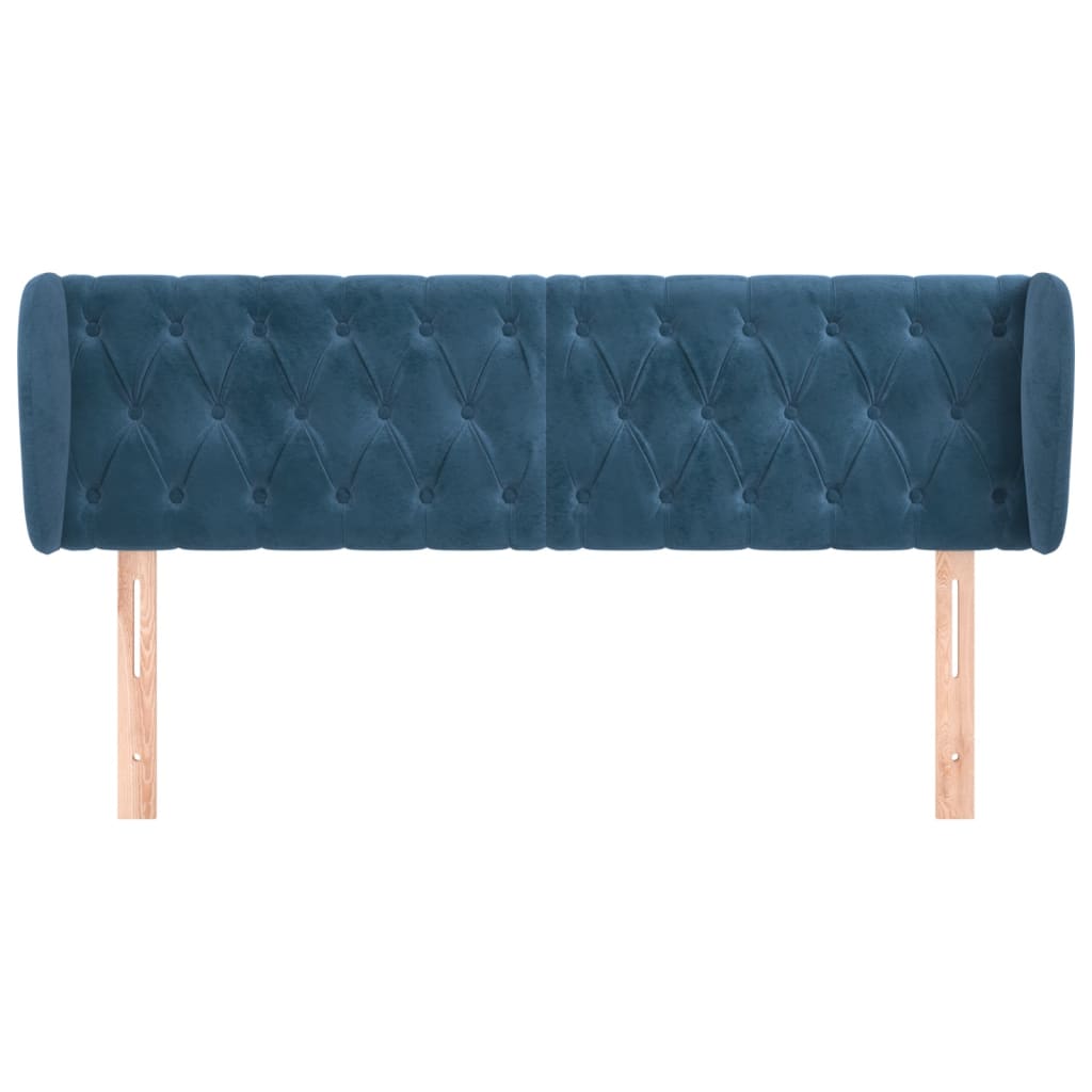 Testiera ad Orecchio Blu Scuro 163x23x78/88 cm in Velluto