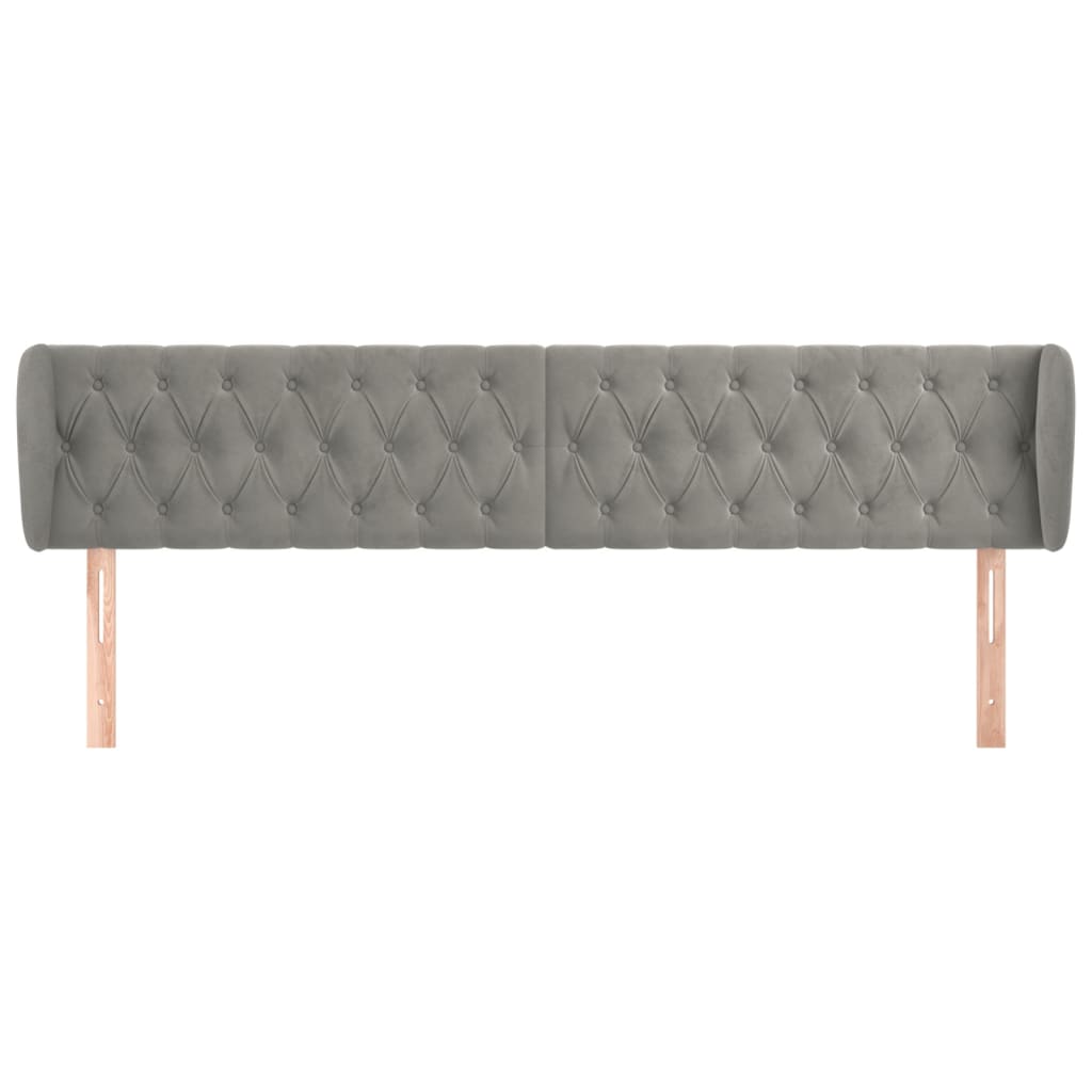 Testiera ad Orecchio Grigio Chiaro 183x23x78/88 cm in Velluto