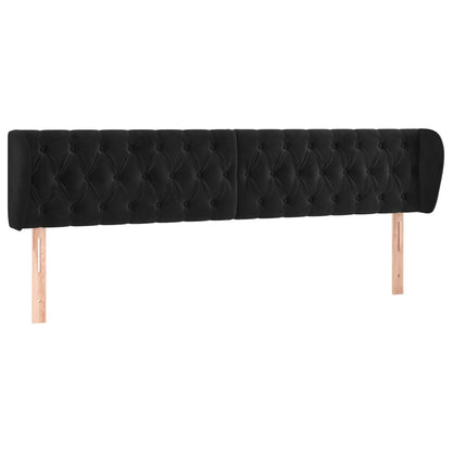 Testiera ad Orecchio Nera 183x23x78/88 cm in Velluto