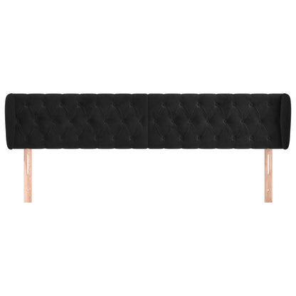 Testiera ad Orecchio Nera 183x23x78/88 cm in Velluto