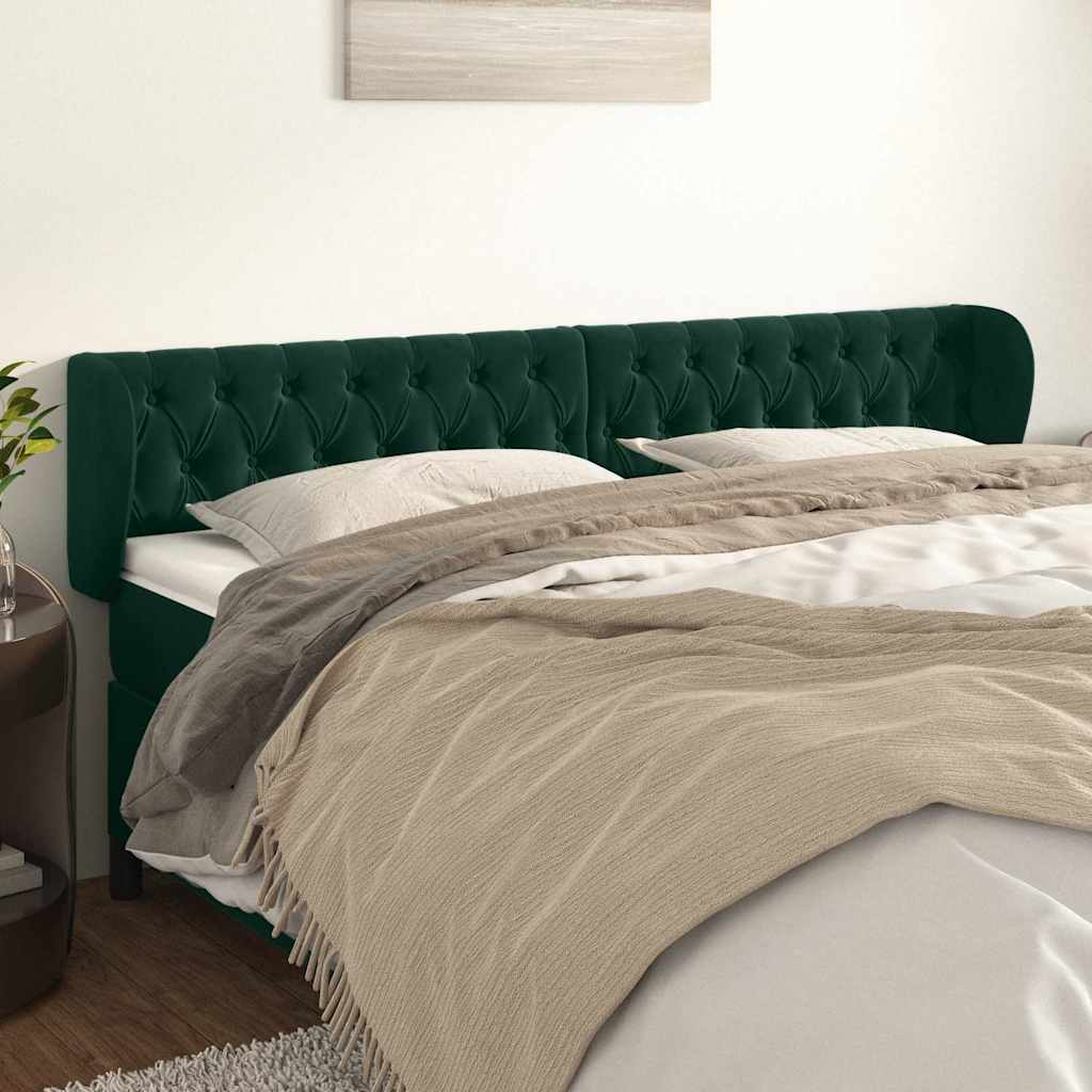 Testiera ad Orecchio Verde Scuro 183x23x78/88 cm in Velluto