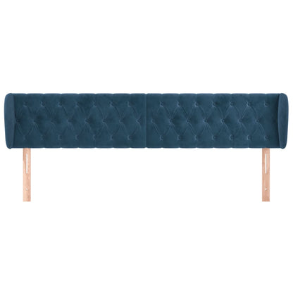 Testiera ad Orecchio Blu Scuro 183x23x78/88 cm in Velluto