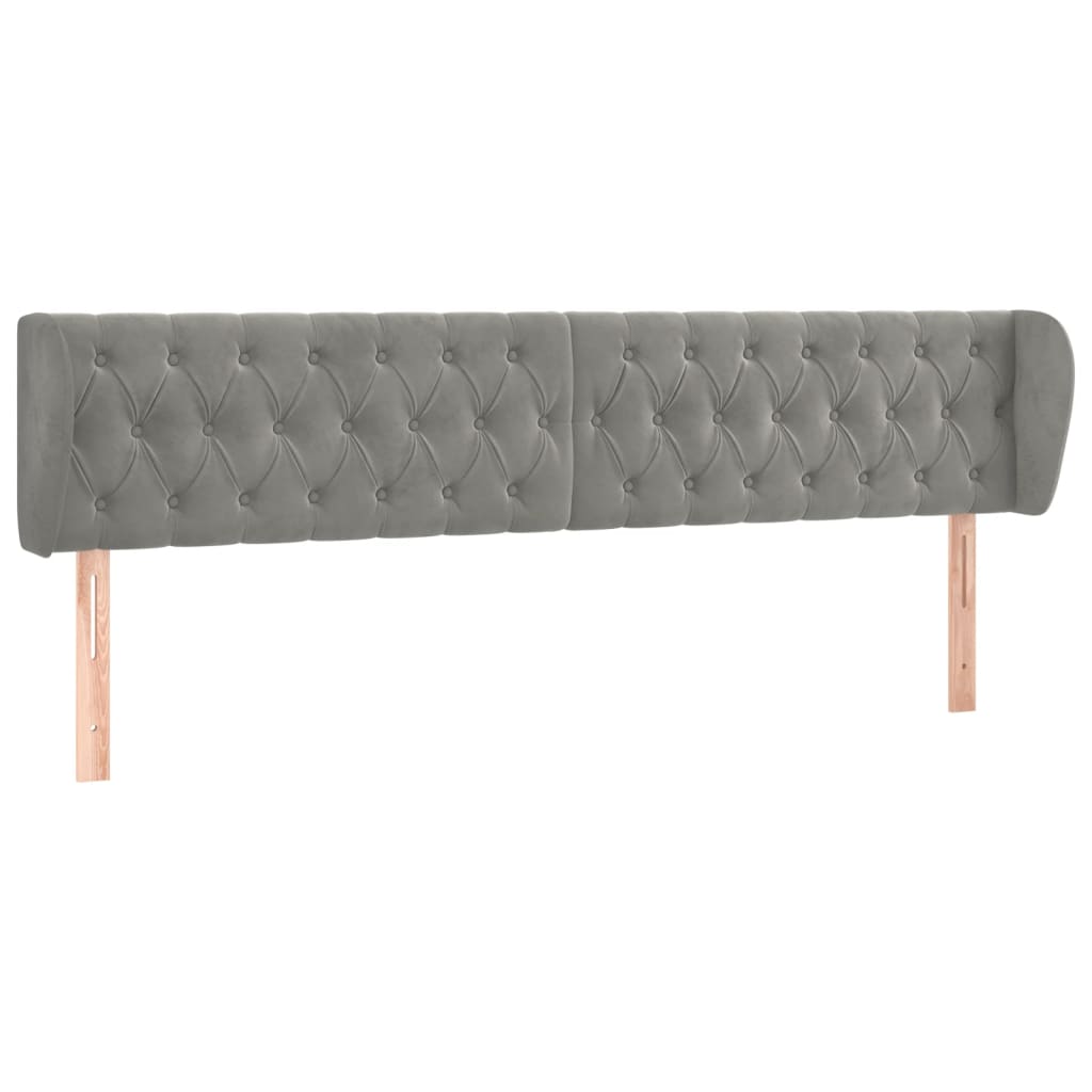 Testiera ad Orecchio Grigio Chiaro 203x23x78/88 cm in Velluto