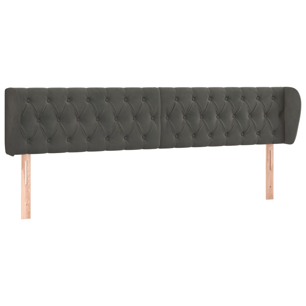 Testiera ad Orecchio Grigio Scuro 203x23x78/88 cm in Velluto
