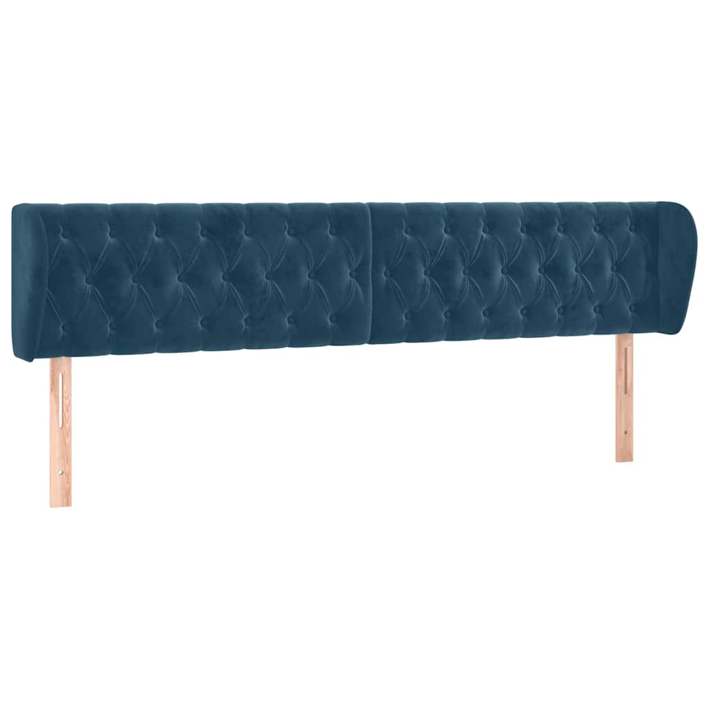 Testiera ad Orecchio Blu Scuro 203x23x78/88 cm in Velluto
