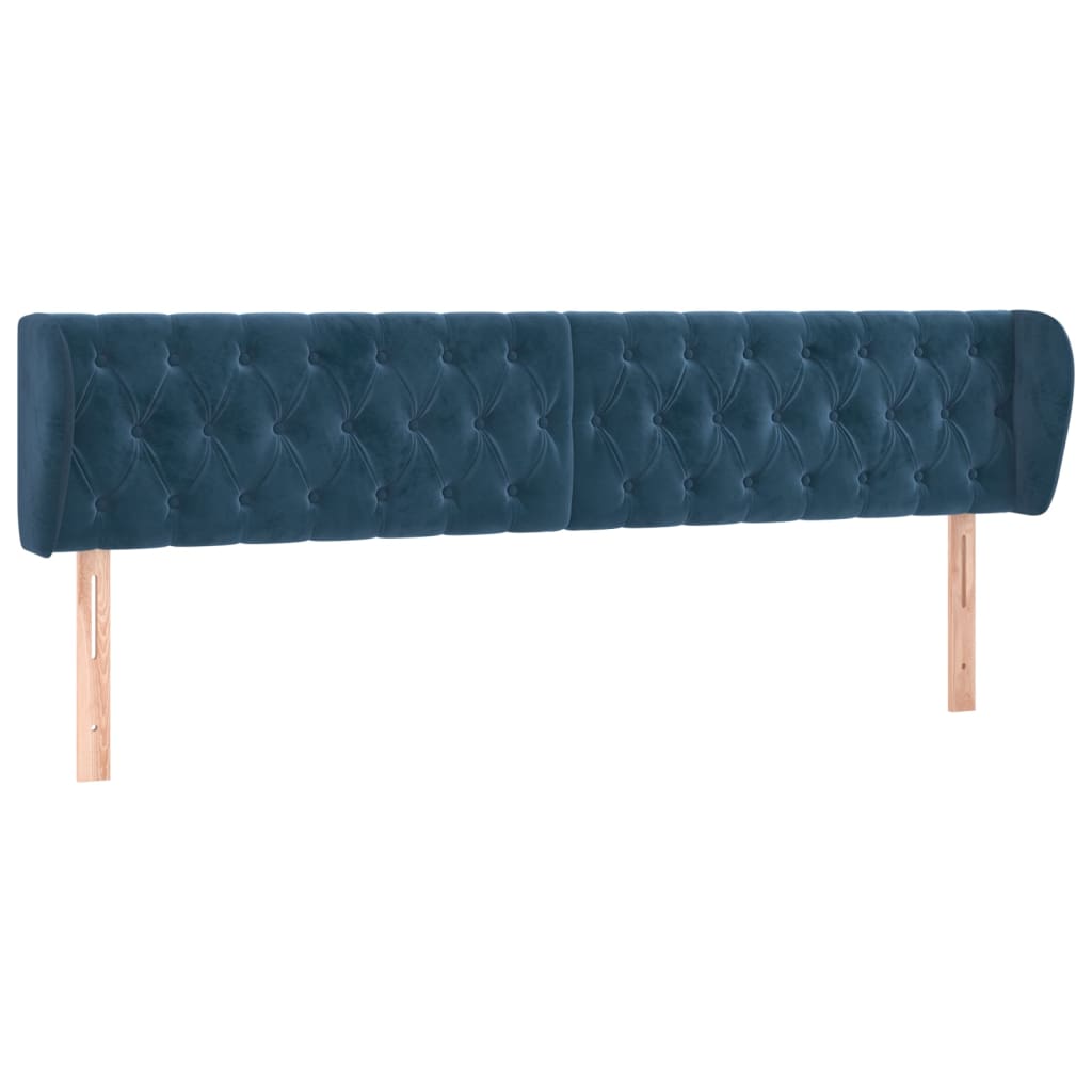 Testiera ad Orecchio Blu Scuro 203x23x78/88 cm in Velluto