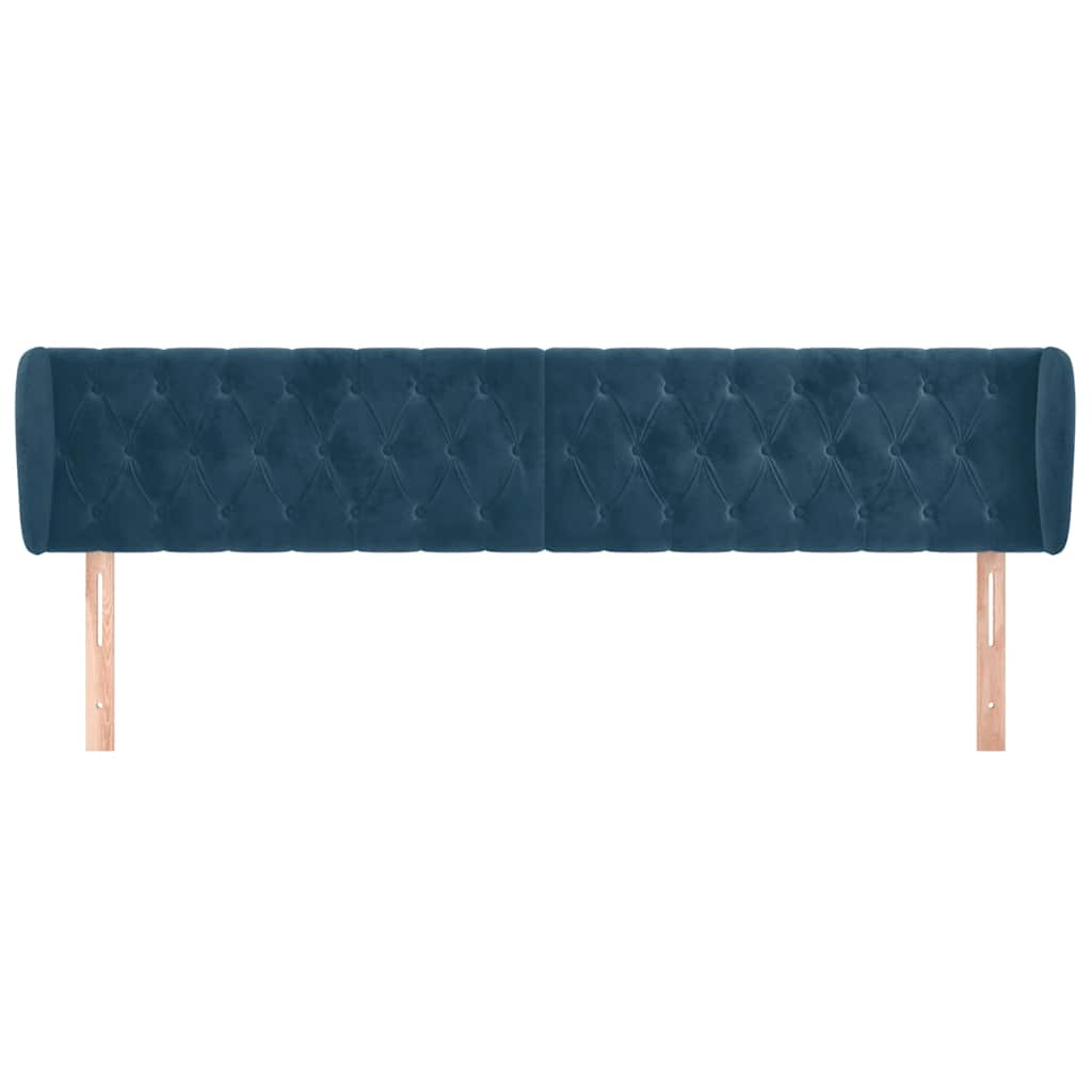 Testiera ad Orecchio Blu Scuro 203x23x78/88 cm in Velluto
