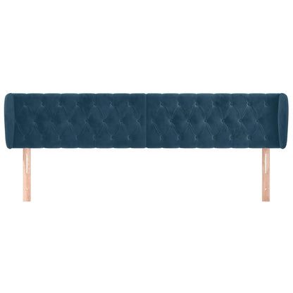Testiera ad Orecchio Blu Scuro 203x23x78/88 cm in Velluto