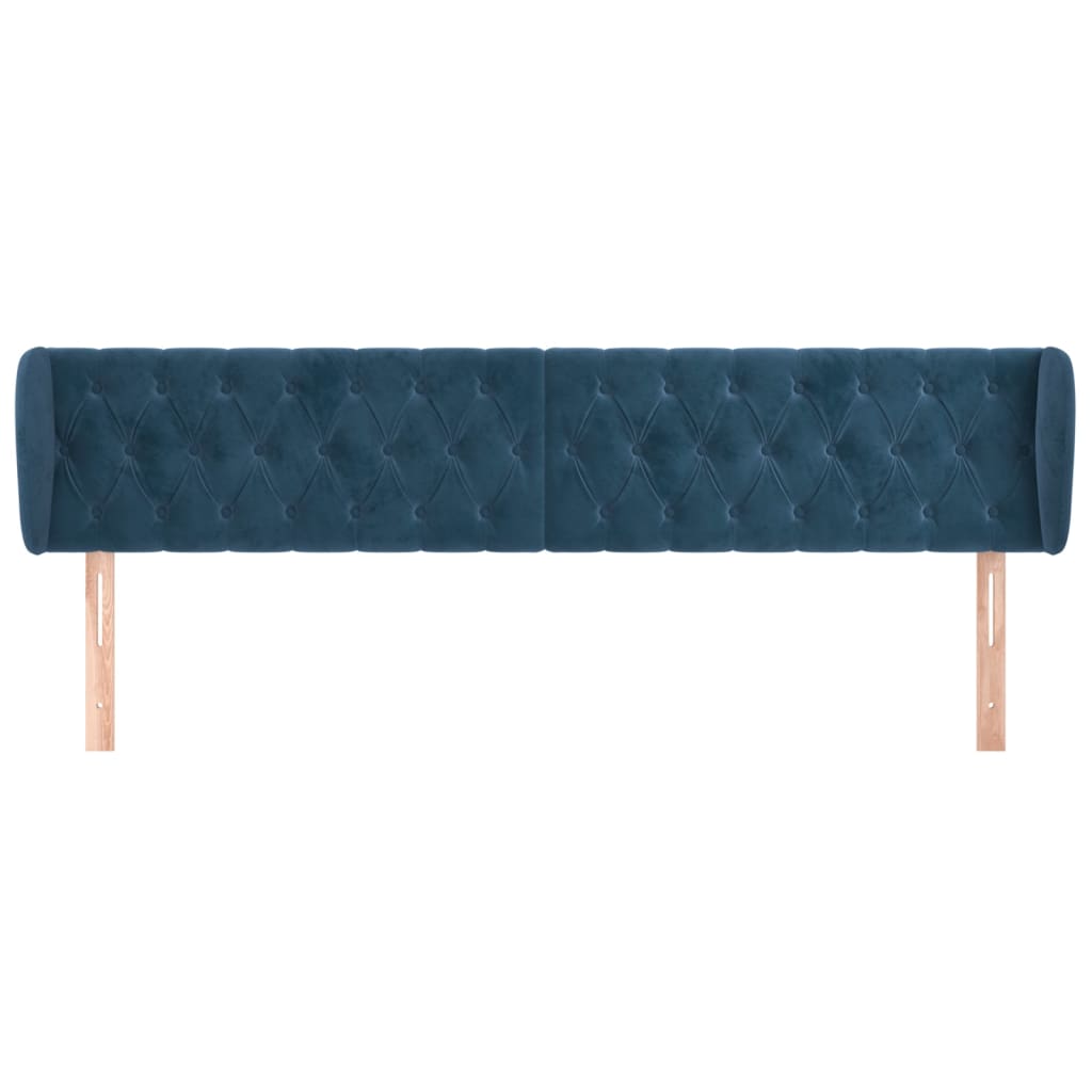 Testiera ad Orecchio Blu Scuro 203x23x78/88 cm in Velluto