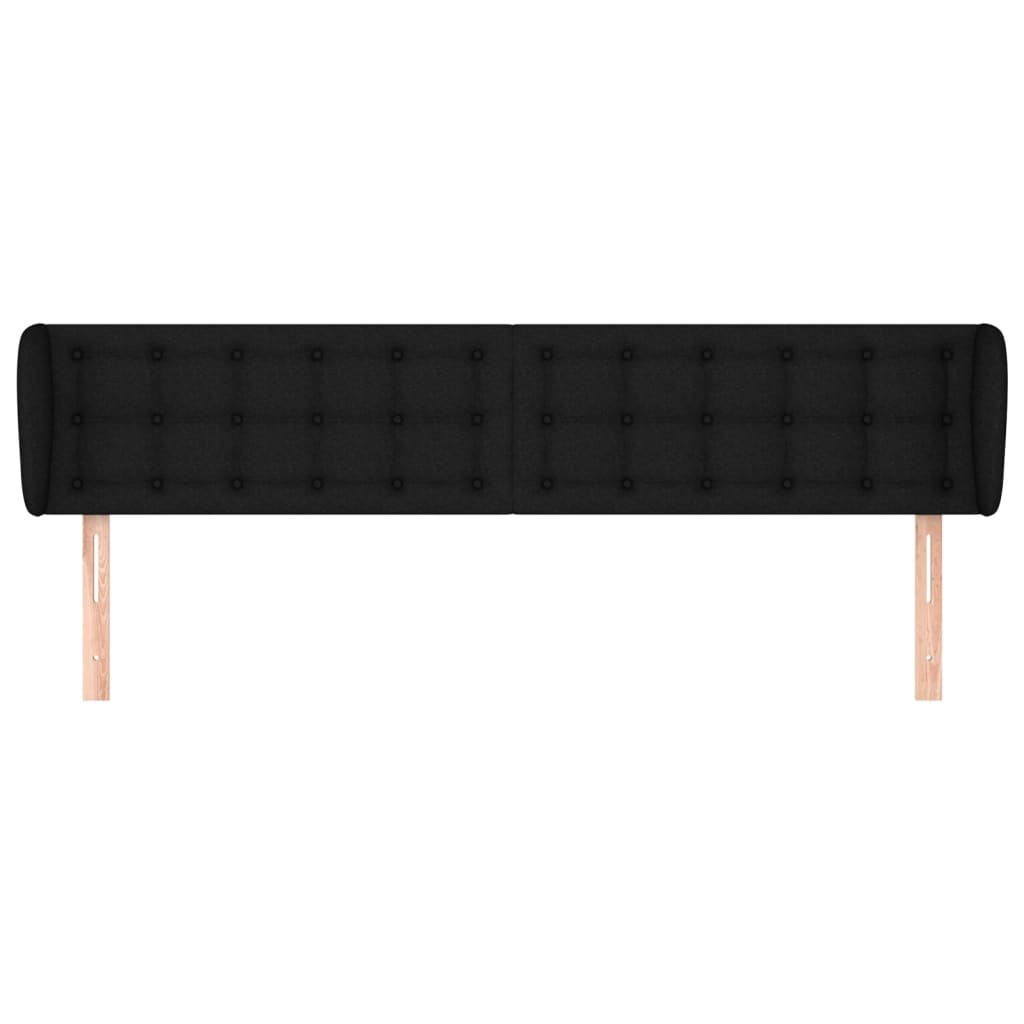 Testiera ad Orecchio Nera 203x23x78/88 cm in Tessuto