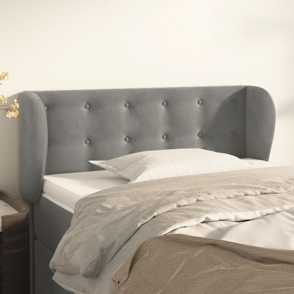 Testiera ad Orecchio Grigio Chiaro 93x23x78/88 cm in Velluto