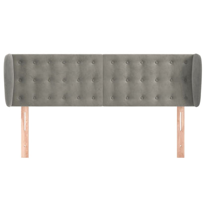 Testiera ad Orecchio Grigio Chiaro 147x23x78/88 cm in Velluto