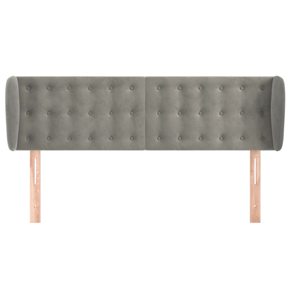 Testiera ad Orecchio Grigio Chiaro 147x23x78/88 cm in Velluto