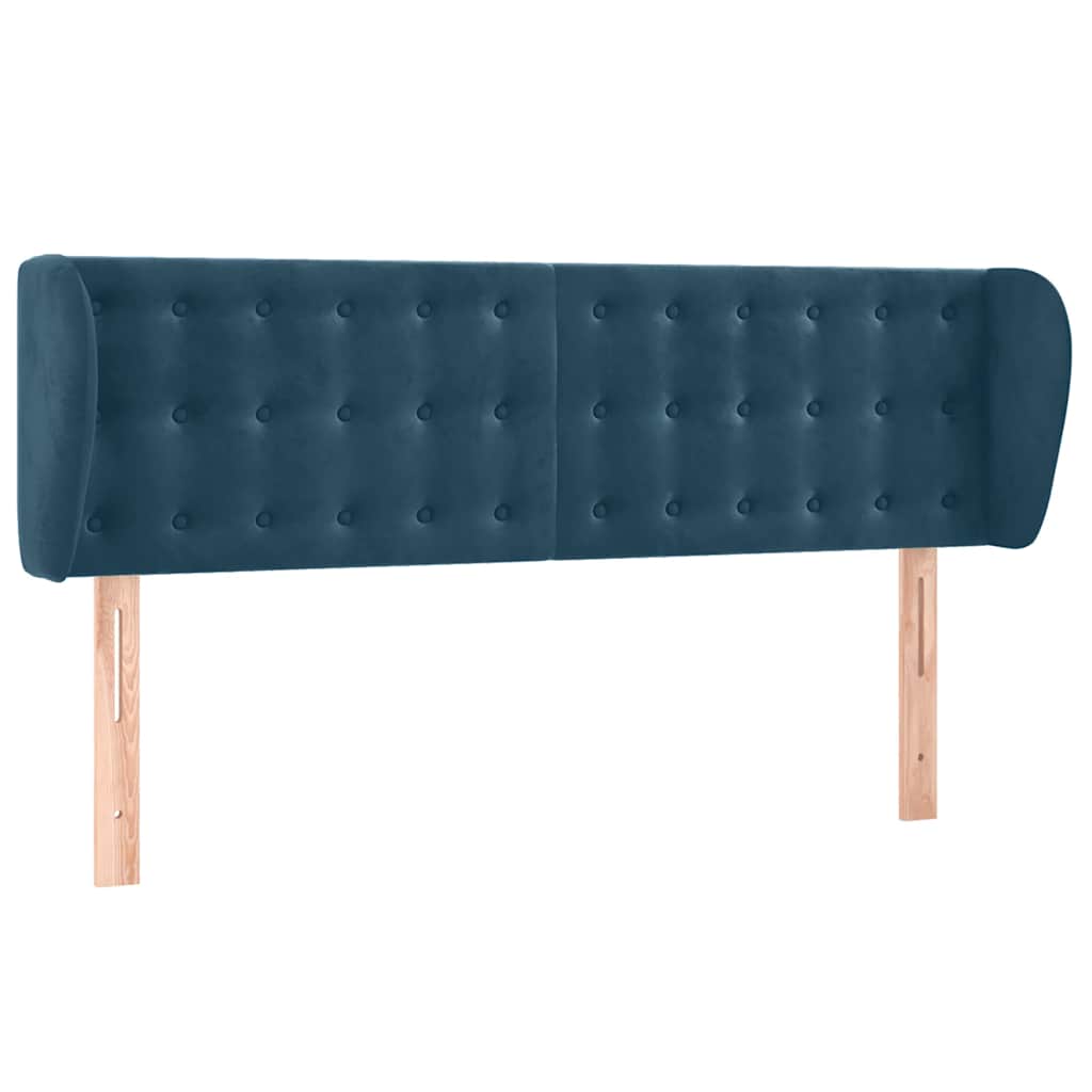 Testiera ad Orecchio Blu Scuro 147x23x78/88 cm in Velluto