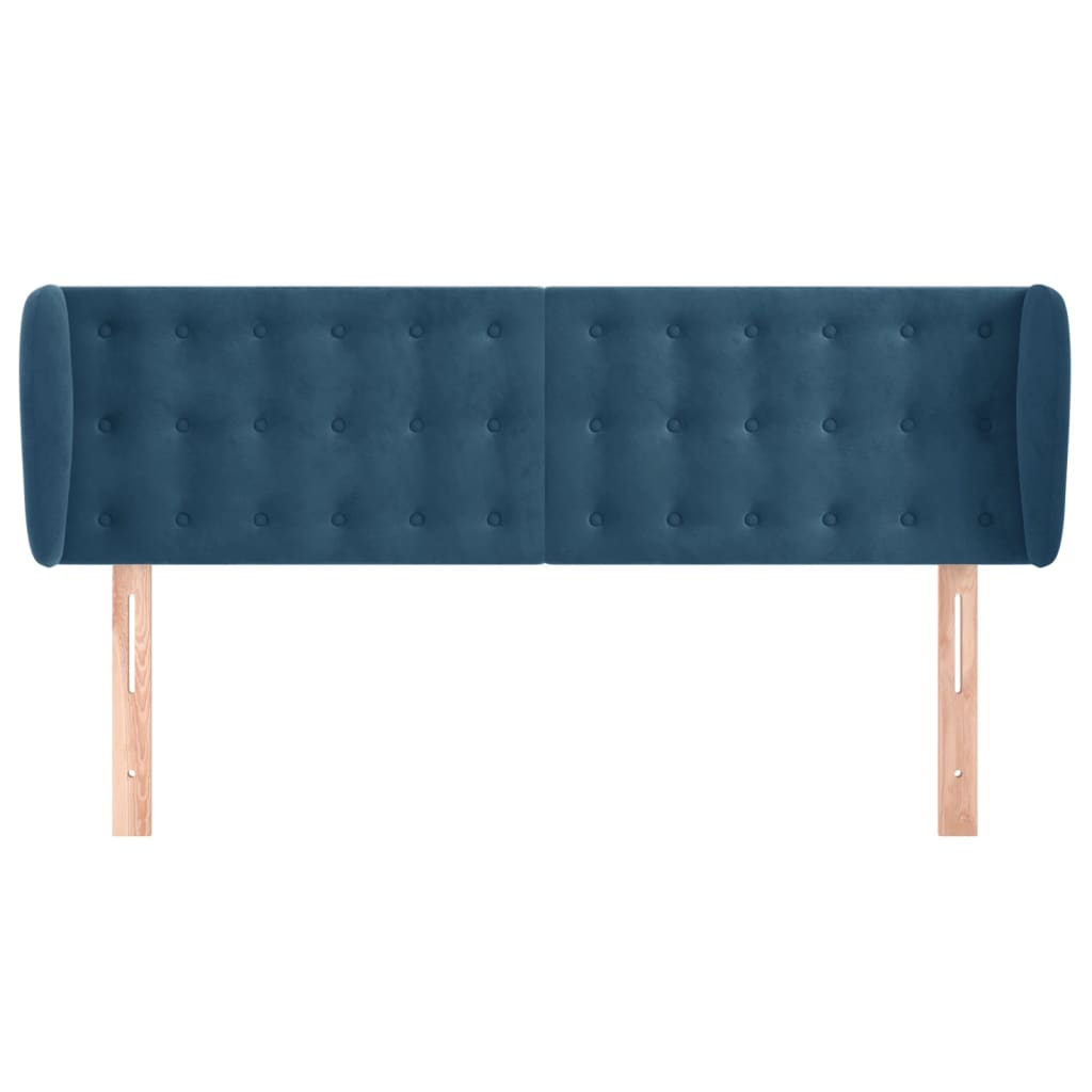 Testiera ad Orecchio Blu Scuro 147x23x78/88 cm in Velluto