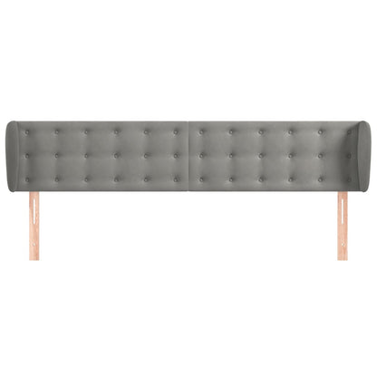 Testiera ad Orecchio Grigio Chiaro 163x23x78/88 cm in Velluto