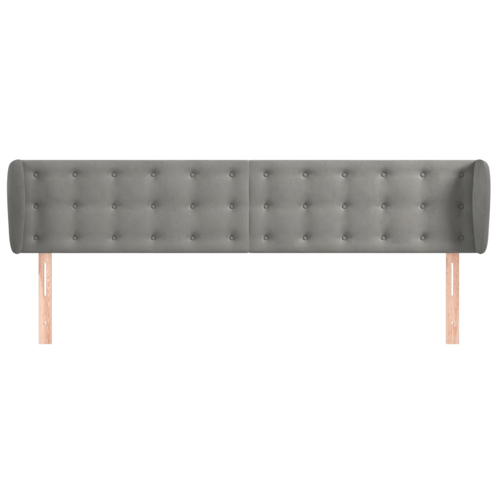 Testiera ad Orecchio Grigio Chiaro 163x23x78/88 cm in Velluto