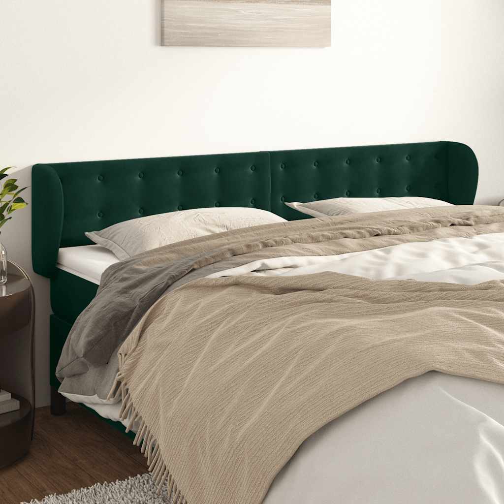 Testiera ad Orecchio Verde Scuro 163x23x78/88 cm in Velluto