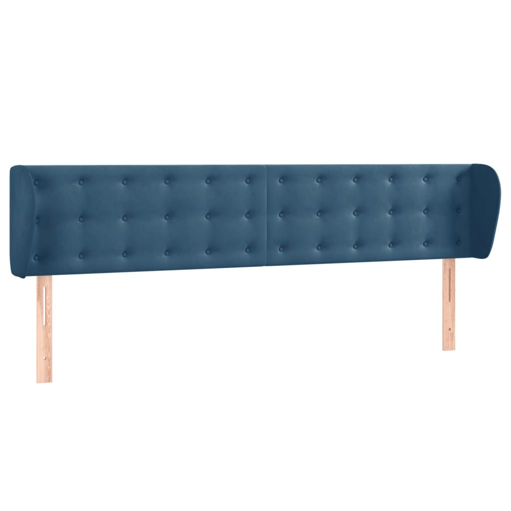 Testiera ad Orecchio Blu Scuro 163x23x78/88 cm in Velluto