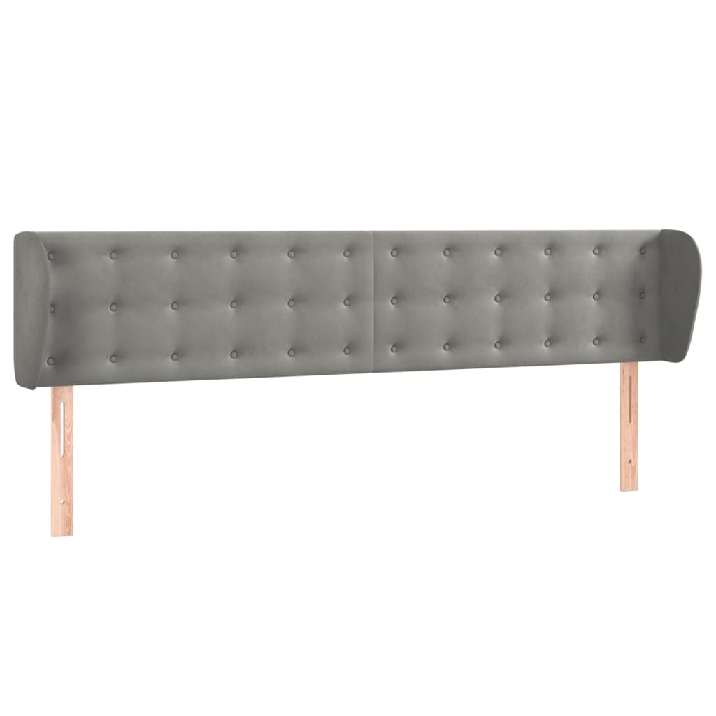 Testiera ad Orecchio Grigio Chiaro 183x23x78/88 cm in Velluto